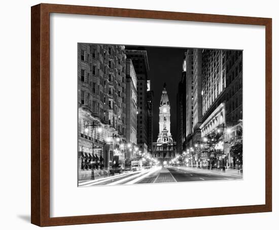 City Hall and Avenue of the Arts by Night, Philadelphia, Pennsylvania, US-Philippe Hugonnard-Framed Photographic Print