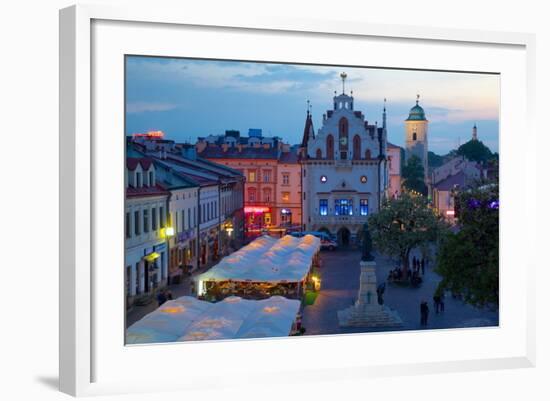 City Hall at Dusk, Market Square, Old Town, Rzeszow, Poland, Europe-Frank Fell-Framed Photographic Print