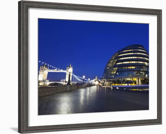 City Hall Building, Home of the Greater London Authority, Tower Bridge over the River Thames, Borou-Kimberley Coole-Framed Photographic Print