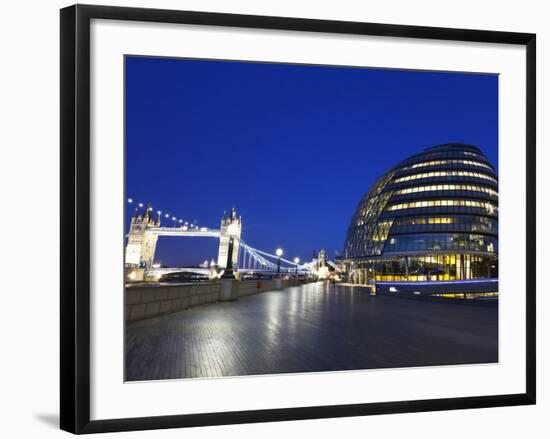 City Hall Building, Home of the Greater London Authority, Tower Bridge over the River Thames, Borou-Kimberley Coole-Framed Photographic Print