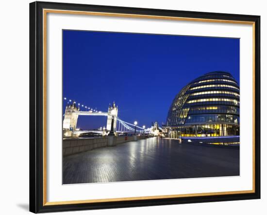 City Hall Building, Home of the Greater London Authority, Tower Bridge over the River Thames, Borou-Kimberley Coole-Framed Photographic Print