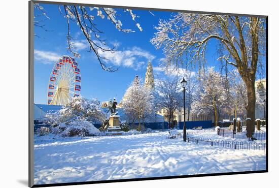 City Hall, Cathays Park, Civic Centre in snow, Cardiff, Wales, United Kingdom, Europe-Billy Stock-Mounted Photographic Print