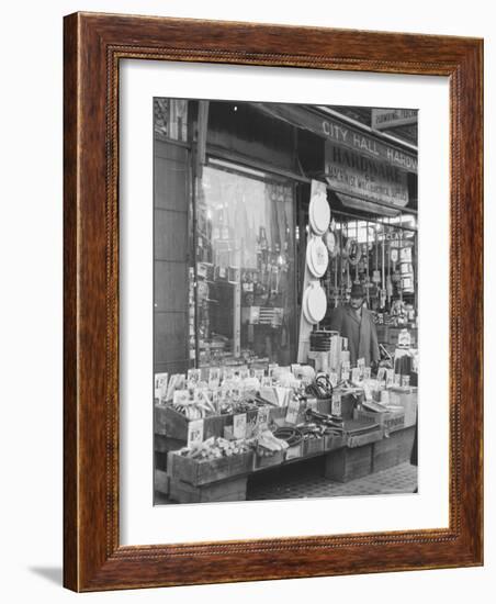 City Hall Hardware Store, with Wares on Sidewalk-Walker Evans-Framed Photographic Print