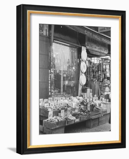 City Hall Hardware Store, with Wares on Sidewalk-Walker Evans-Framed Photographic Print