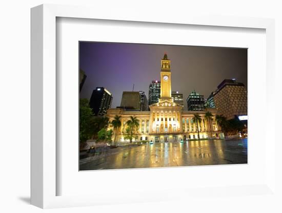 City Hall Illuminated, Brisbane, Queensland, Australia, Oceania-Frank Fell-Framed Photographic Print