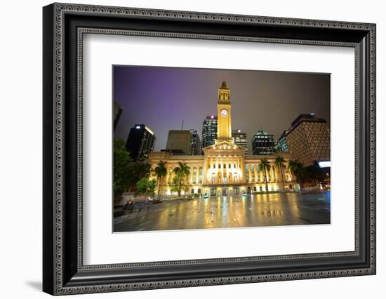 City Hall Illuminated, Brisbane, Queensland, Australia, Oceania-Frank Fell-Framed Photographic Print