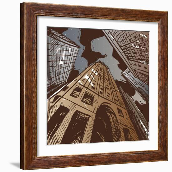 City Hand Drawn. Vector Illustration-RomanYa-Framed Art Print