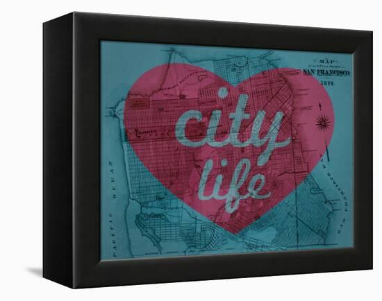 City Life - 1876, San Francisco 1876, California, United States Map-null-Framed Premier Image Canvas