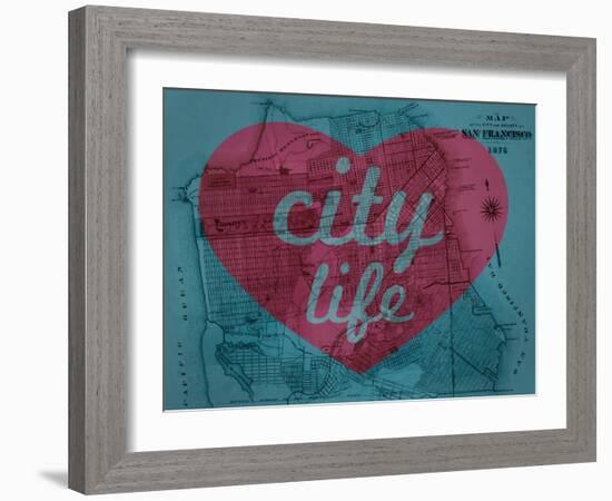 City Life - 1876, San Francisco 1876, California, United States Map-null-Framed Giclee Print