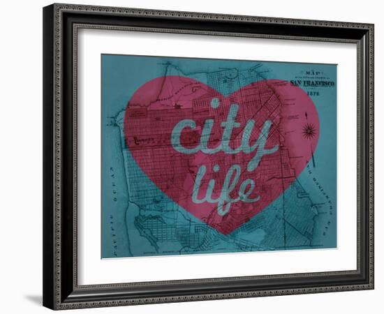 City Life - 1876, San Francisco 1876, California, United States Map-null-Framed Giclee Print