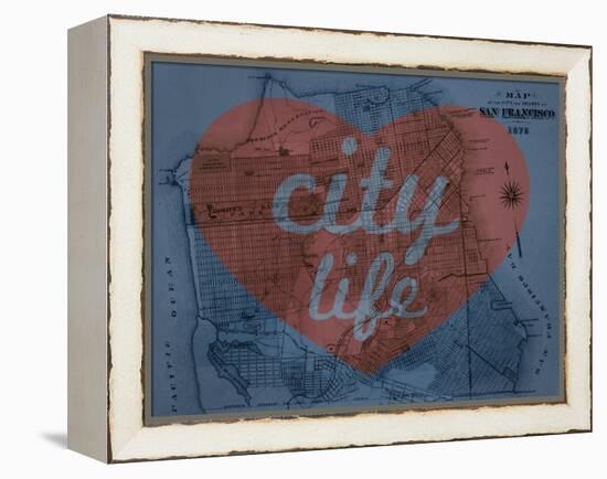 City Life - 1876, San Francisco 1876, California, United States Map-null-Framed Premier Image Canvas