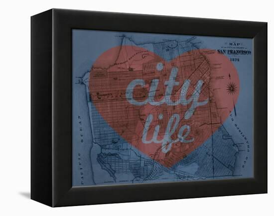 City Life - 1876, San Francisco 1876, California, United States Map-null-Framed Premier Image Canvas