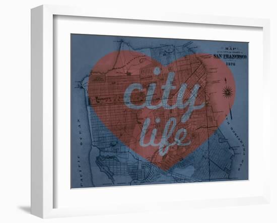 City Life - 1876, San Francisco 1876, California, United States Map-null-Framed Giclee Print