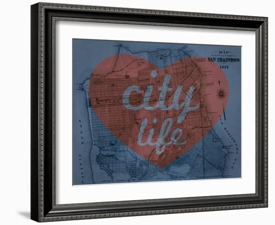 City Life - 1876, San Francisco 1876, California, United States Map-null-Framed Giclee Print