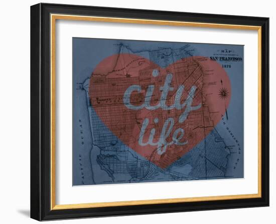 City Life - 1876, San Francisco 1876, California, United States Map-null-Framed Giclee Print