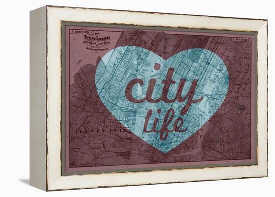 City Life - 1891, New York, Map, Brooklyn, Jersey City, New York, United States Map-null-Framed Premier Image Canvas