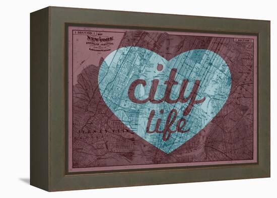 City Life - 1891, New York, Map, Brooklyn, Jersey City, New York, United States Map-null-Framed Premier Image Canvas