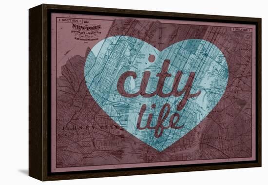 City Life - 1891, New York, Map, Brooklyn, Jersey City, New York, United States Map-null-Framed Premier Image Canvas