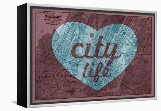 City Life - 1891, New York, Map, Brooklyn, Jersey City, New York, United States Map-null-Framed Premier Image Canvas