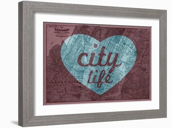 City Life - 1891, New York, Map, Brooklyn, Jersey City, New York, United States Map-null-Framed Giclee Print