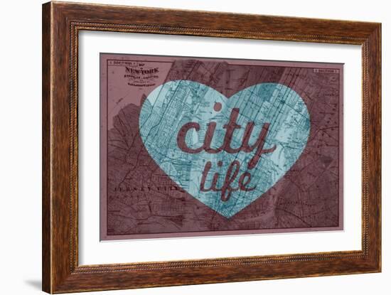 City Life - 1891, New York, Map, Brooklyn, Jersey City, New York, United States Map-null-Framed Giclee Print