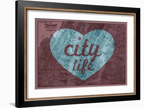 City Life - 1891, New York, Map, Brooklyn, Jersey City, New York, United States Map-null-Framed Giclee Print