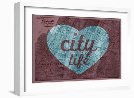 City Life - 1891, New York, Map, Brooklyn, Jersey City, New York, United States Map-null-Framed Giclee Print