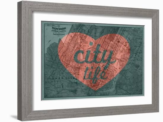 City Life - 1891, New York, Map, Brooklyn, Jersey City, New York, United States Map-null-Framed Giclee Print