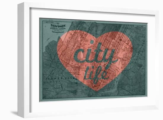 City Life - 1891, New York, Map, Brooklyn, Jersey City, New York, United States Map-null-Framed Giclee Print