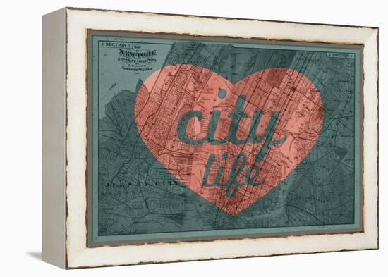 City Life - 1891, New York, Map, Brooklyn, Jersey City, New York, United States Map-null-Framed Premier Image Canvas