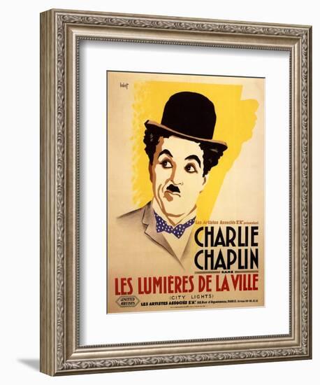 City Lights, French Movie Poster, 1931-null-Framed Art Print