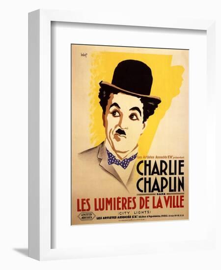 City Lights, French Movie Poster, 1931-null-Framed Art Print