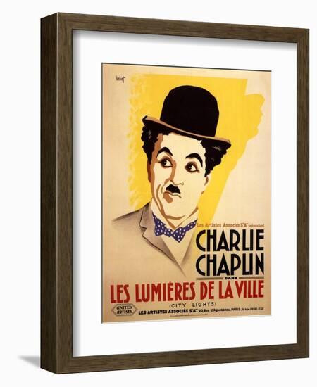 City Lights, French Movie Poster, 1931-null-Framed Premium Giclee Print