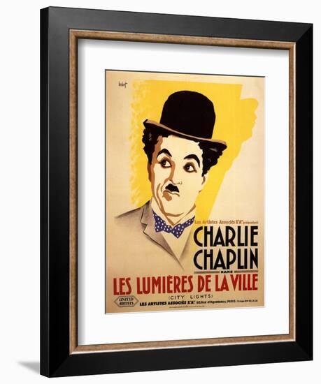 City Lights, French Movie Poster, 1931-null-Framed Premium Giclee Print