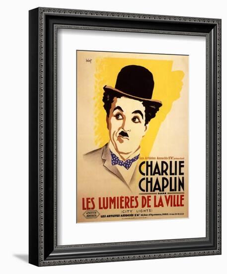 City Lights, French Movie Poster, 1931-null-Framed Premium Giclee Print