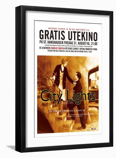 City Lights, Norwegian Movie Poster, 1931-null-Framed Art Print