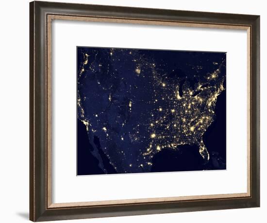 City Lights of the United States at Night-Stocktrek Images-Framed Photographic Print