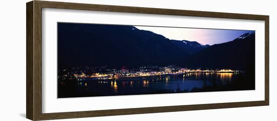 City Lights on Harbor, Dusk, Juneau, Alaska, USA-null-Framed Photographic Print