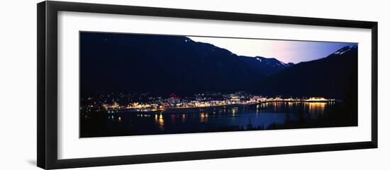 City Lights on Harbor, Dusk, Juneau, Alaska, USA-null-Framed Photographic Print