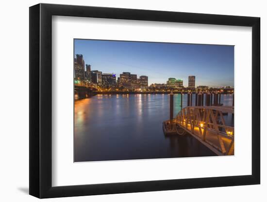 City Lights Reflected in the Willamette River, Portland, Oregon, USA-Chuck Haney-Framed Photographic Print