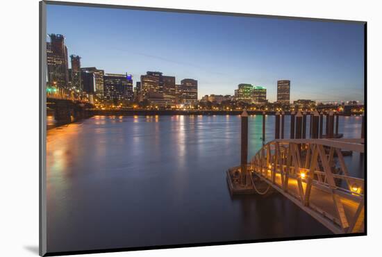 City Lights Reflected in the Willamette River, Portland, Oregon, USA-Chuck Haney-Mounted Photographic Print