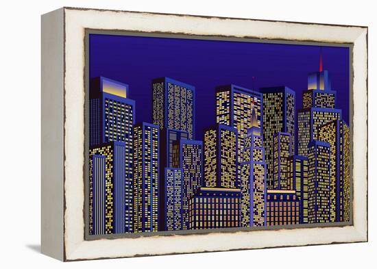 City Lights-Milovelen-Framed Stretched Canvas