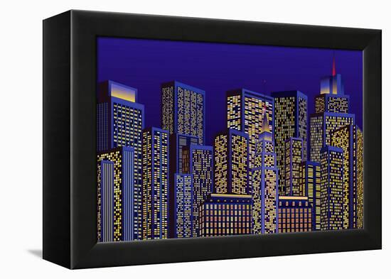 City Lights-Milovelen-Framed Stretched Canvas