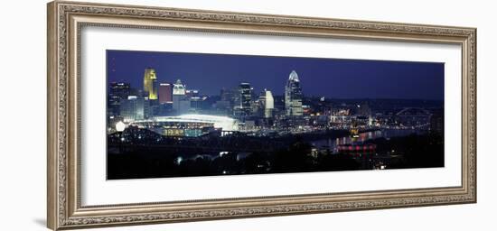 City Lit Up at Night, Cincinnati, Ohio, USA-null-Framed Photographic Print