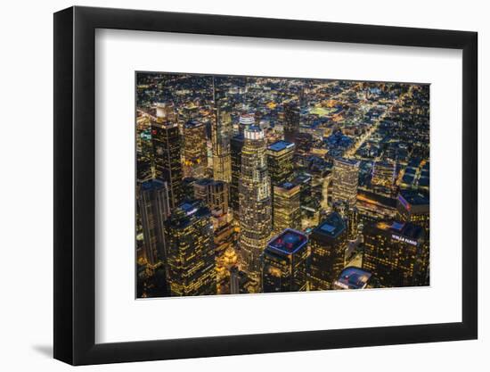 City lit up at night, City Of Los Angeles, Los Angeles County, California, USA-Panoramic Images-Framed Photographic Print