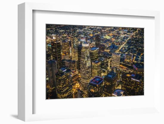 City lit up at night, City Of Los Angeles, Los Angeles County, California, USA-Panoramic Images-Framed Photographic Print