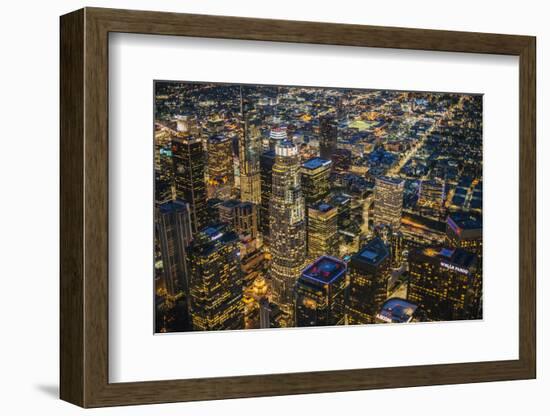 City lit up at night, City Of Los Angeles, Los Angeles County, California, USA-Panoramic Images-Framed Premium Photographic Print