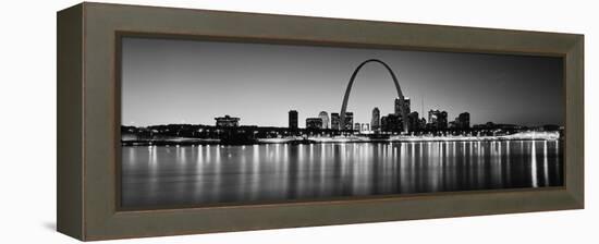 City Lit Up at Night, Gateway Arch, Mississippi River, St. Louis, Missouri, USA-null-Framed Premier Image Canvas