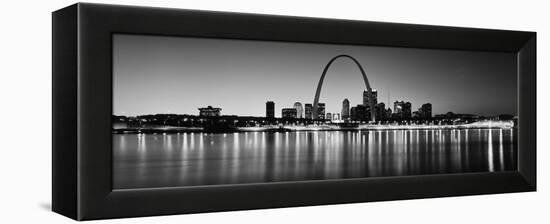 City Lit Up at Night, Gateway Arch, Mississippi River, St. Louis, Missouri, USA-null-Framed Premier Image Canvas
