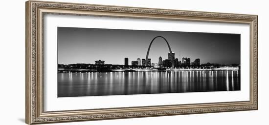 City Lit Up at Night, Gateway Arch, Mississippi River, St. Louis, Missouri, USA--Framed Photographic Print